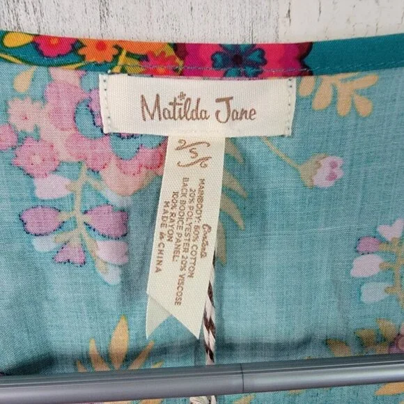 NWT Matilda Jane Twist and Shout Teal Floral Tunic Top - Picture 6 of 7